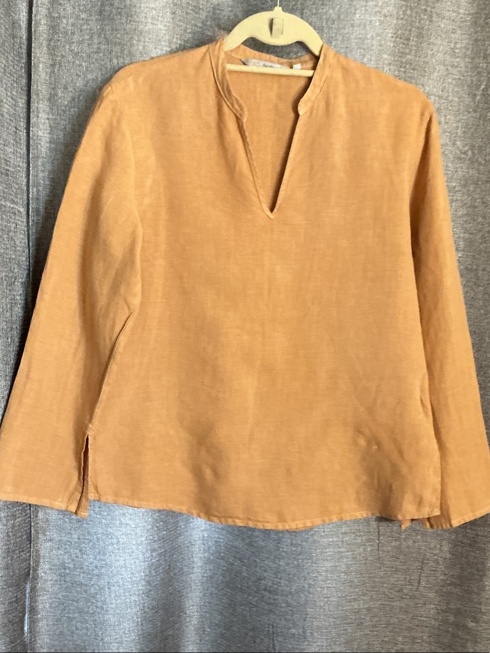 Split Neck Relaxed Tunic in Camel Brown